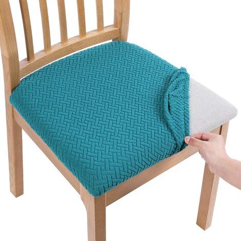 Housse de Chaise Universelle Lavables,Housse de Salle à Manger Universel,très Facile à Nettoyer et Durable,Facile à Installe (Bleu Sarcelle, 4 pièces) (1/5)