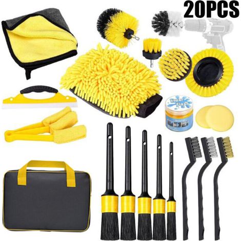 Car Cleaning Kit - 20-Piece Car Care Kit for Interior and Exterior - Car Wash Kit with Brushes, Polishing Sponges, Cleaning Gel and More (1/4)