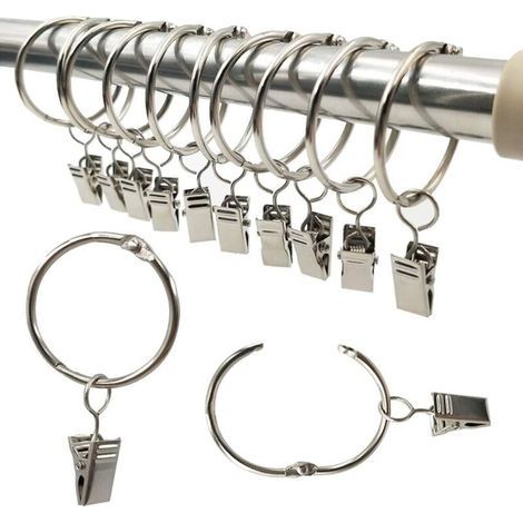 Gardinenringe, Set mit 20 Ringen inklusive Clips, dekoratives Metall (1/5)