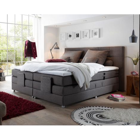 Boxspringbett Hotelbett Doppelbett MANAUS-09 in Mocca, Komfort Topper, 180 x 200 cm, H2, elektrisch verstellbar, Taschenfederkern-Matratze (1/5)