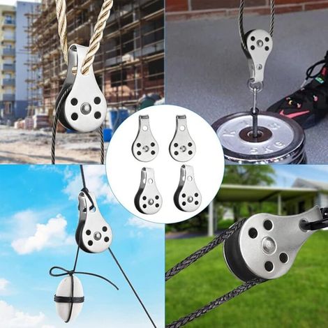 Doppelte Drehrolle aus Edelstahl – 4er-Set, ideal für große Kajaks, Kanus, Baustellen und Gebäude