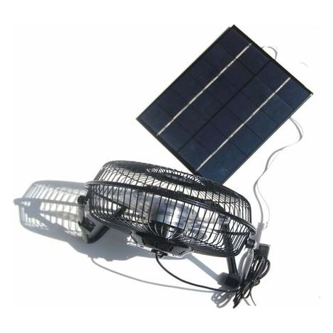 Ventilador de 8 pulgadas alimentado por panel solar de 5,2 W y 6 V para camping, caravana, yate, invernadero, caseta de perro, gallinero. (1/4)