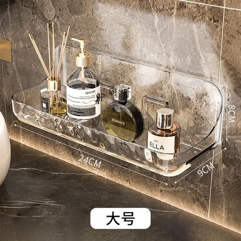 (Grande) Étagère de salle de bain murale en acrylique sans perçage, organisateur de douche pour shampoing et cosmétiques, gain de place, étagère d'angle pour toilettes (1/5)