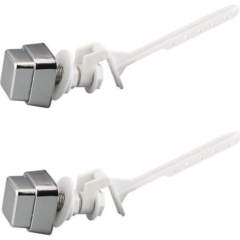 Juego de 2 manijas de palanca de descarga de inodoro con botón pulsador para descarga de inodoro, accesorios de repuesto para descarga de inodoro (1/4)