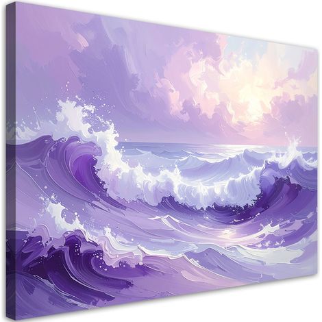 Tableau déco Mer et vagues Paysage moderne pastel violet 90x60 (1/4)