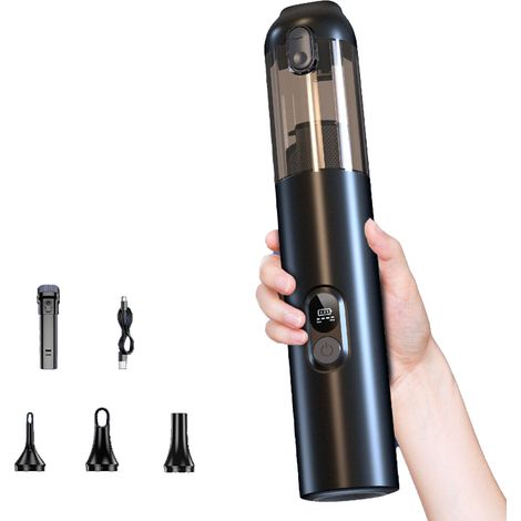 Aspirateur de voiture à main sans fil 4 en 1, rechargeable, forte aspiration de 14 000 PA, moteur sans balais de 60 000 tr/min, pour la maison, les animaux domestiques, le bureau, aspiration par souff (1/5)