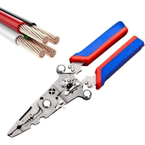 Foldable wire stripper, blue, 5.2 x 24 cm, 1 piece, professional, portable and thick wire stripper for electricians. (1/5)