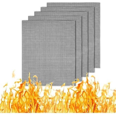 Set mit 5 Grillmatten aus Netzgewebe, 33 x 40 cm, antihaftbeschichtet, wiederverwendbar, geeignet für Holzkohle-, Gas- und Elektrogrills, das perfekte Grillzubehör. (1/4)