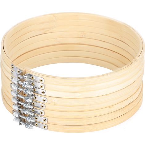 Cercle à broder réglable 20cm, lot de 8 cadres ronds pour couture, clips de tension et outil de broderie point de croix ajustable (1/5)
