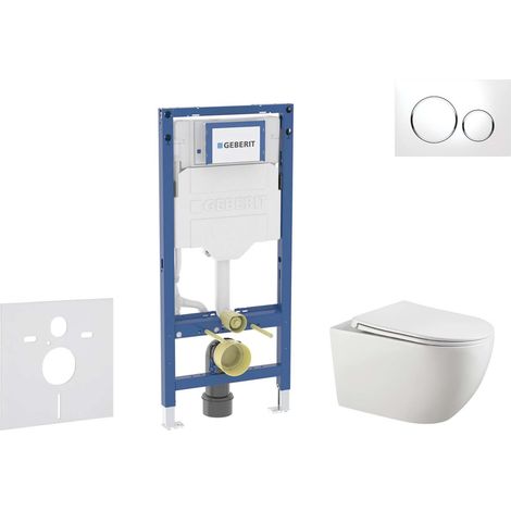 Geberit Duofix - Conjunto de módulo de instalación empotrada, inodoro Gaia y asiento softclose, pulsador de descarga Sigma20, blanco/cromo SANI11CA3122B