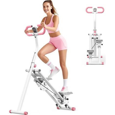 Nouveau stepper d'intérieur 2025, avec mains courantes et écran LCD, hauteur réglable, idéal pour le fitness, utilisable en intérieur comme en extérieur (blanc) (1/5)