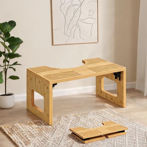 Tabouret de toilette pliable en bambou antidérapant pour adulte (1/5)