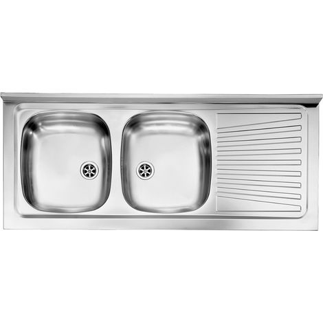 Lavello acciaio inox 2 vasche con gocciolatoio per (1/4)