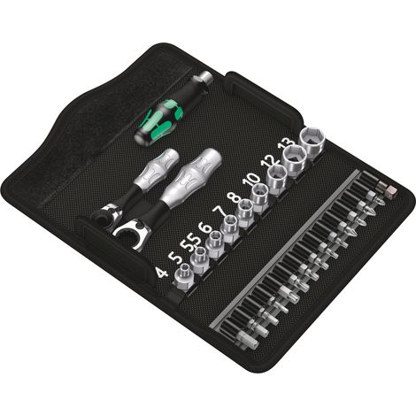 Wera juego de vasos KK Zyklop Mini 2 27 piezas 1/4″ SW 4-13 mm número de dientes 60/60 hexagonal - 5135918001