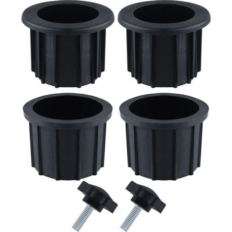 Aougo – Pack de 2 ensembles d'accessoires pour parasol – 6 pièces – 4 anneaux de 1,5 et 1,9 pouce – 2 vis M8 de 40 mm – Couleur noire