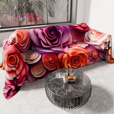Drap de Protection en Microfibre Multi-Usage Anti-Taches 260x270 cm, Housse de Canapé, Couvre Lit, Couverture de Canape, Floral 05 17, 100% (1/5)