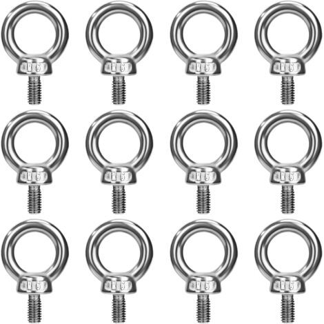Boulons à Oeil M6 Anneau de Levage Boulon à œil Anneaux Filetage Vis en Acier Inoxydable 304 pour Fixer des Suspendus Relier 12 Pièces (1/5)