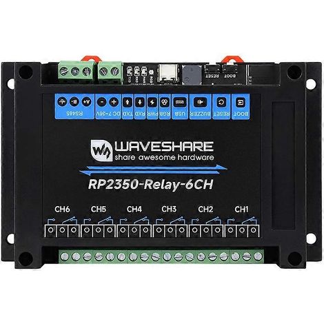 Waveshare RP2350 Industrielles 6-Kanal-Relaismodul mit integrierter Pico-RS485-Schnittstelle und Isolationsschutz (1/5)