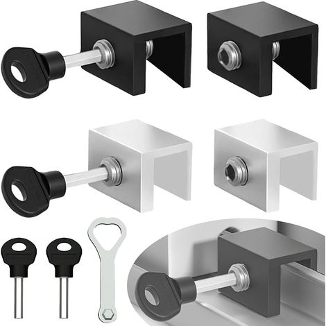 4 Pièces Verrou Baie Coulissante , 10mm Verrou Porte Coulissante Verrou pour Porte Coulissante, Serrures de Fenêtre pour Fenêtre Bloque Porte Coulissante avec Clé pour Fenêtre