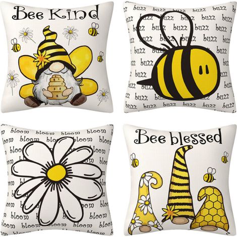 Housse de coussin 45 x 45 cm housses de coussin décoratives abeille jaune miel coussin décoratif de style campagnard housse de coussin d'été