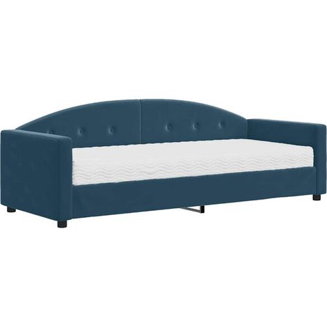 Canapé-lit avec matelas en velours bleu de 80 x 200 cm (1/5)