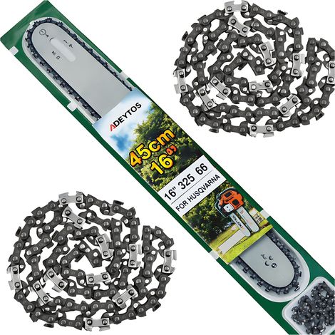 Führungsschiene für Benzinsäge + 2x Ketten 45cm 16'' 66 1.5 325