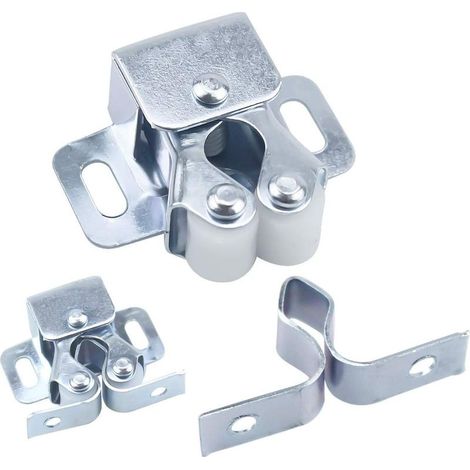 Lot de 12 fermetures de porte à double galet – Acier inoxydable avec rouleaux en nylon – Installation facile pour armoires et casiers (1/5)