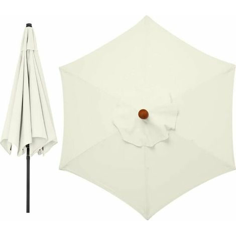 Meter Ersatz-Sonnenschirmhülle, 6 Arme, Gartenschirm-Ersatzhülle, nur Sonnenschirmhülle (Cremeweiß)