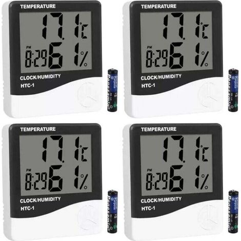 4x thermomètre hygromètre numérique, thermomètre de pièce, mesureur d'humidité de l'air, réveil. Compact et fonctionnel.