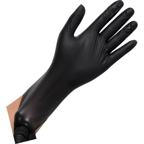 Lot de 100 gants de protection en PVC haute élasticité pour le nettoyage et la restauration, noirs, taille M. (1/5)