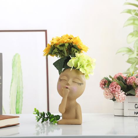 Pot de Fleur Visage en Résine pour Jardin - Décoration Extérieure Créative