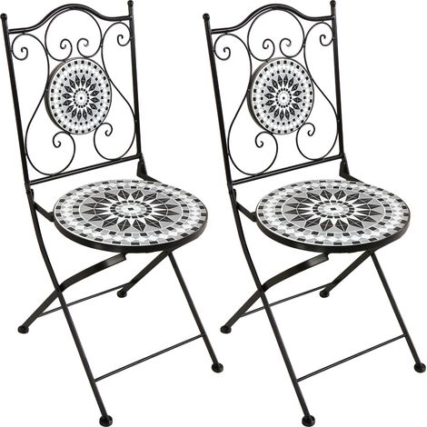 Axi Amélie 2 Chaises Bistrot, Noires Et Blanches, Pliantes Salon De Jardin Bistrot, Chaises De Jardin Mosaique Pour Jardin/Balcon/Terrasse (1/5)