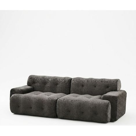 ELVMI Divano Dritto 2 Posti in Chenille con Imbottitura a Bottoni, Schienale Ergonomico, Grigio (1/4)
