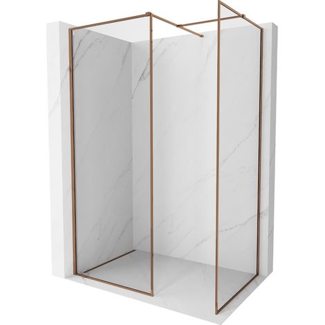 Mexen Kioto-XF paroi de douche Walk-in avec cadre 130 x 100 cm, transparent 10 mm, or rose - 800-130-202-04-60-100-XF (1/5)