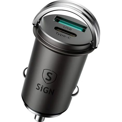 Chargeur SiGN Mini USB et USB-C, PD et Q.C3.0, 5 A, 20 W - Noir - AquaForge (1/5)