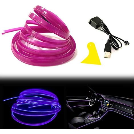 Bandeau lumineux LED violet USB 3M flexible pour décoration intérieure voiture (1/5)