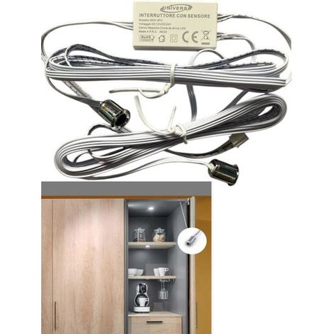 Interruttore con 2 Sensori di movimento per Strisce LED 12V/24V da Incasso per Mobili Armadi