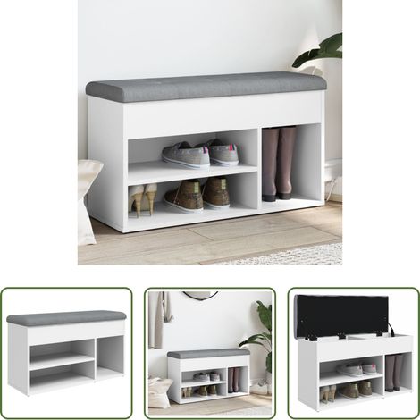 Flurbank - Schuhbank Weiß 82 x 32 x 45,5 cm Holzwerkstoff (1/5)
