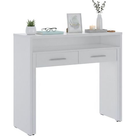 Opaglio Schreibtisch, anpassbar, 2 Schubladen, ein Fach, 98,6x36,6x86,9h cm Weiß