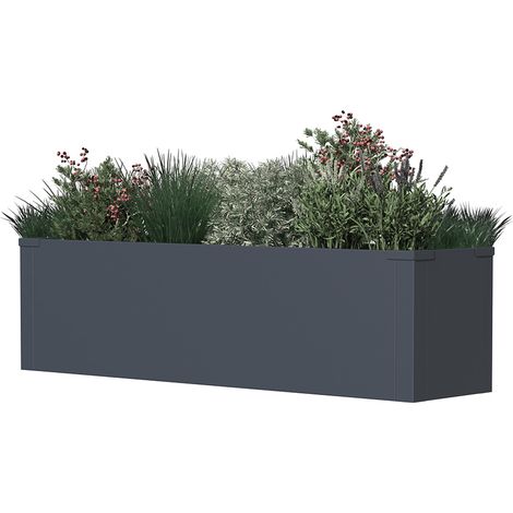 Westmann – Bac à plantes rectangulaire en métal Talus M – Acier galvanisé 1,0 mm – Revêtement anthracite RAL7016 – 100x25x27cm (1/5)