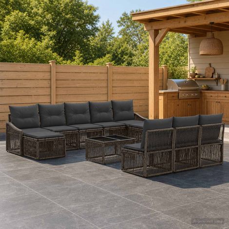Set Divano da Giardino 11 pcs Grigio polyrattan vidaXL (1/5)