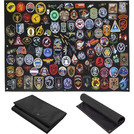 Patch Scratch Militaire, Panneau Scratch Avec œIllets, Pliable Tableau Scratch Pour éCusson, Ecusson Scratch, Patch Militaire, Noir(60 45 cm) (1/5)
