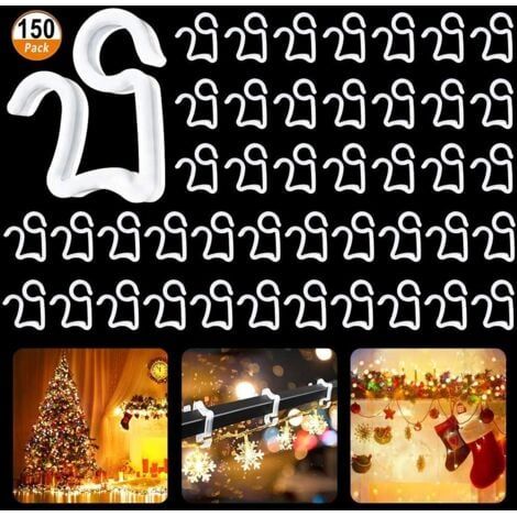 Crochet de Lumière de Noël 150pcs Blanc Clips de Lumière de Noël Mini Clips Crochets de Gouttière en Plastique à l'Extérieur pour Lumières Décoratives d'Extérieur Créer une Ambiance Chaleureuse (1/5)