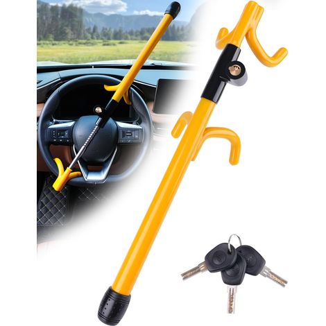 1 Antivol Volant, Acier Allié, 4 Crochets, Cylindre Cuivre, Réglable 78 cm, Pour Voiture SUV Van (1/5)