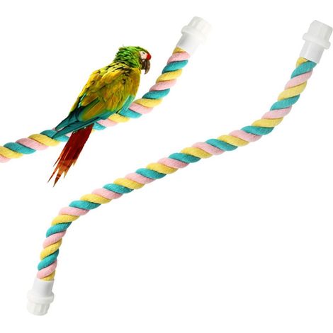 Perchoir en corde pour oiseau, jouet pour perroquet avec corde élastique M KLB (1/5)