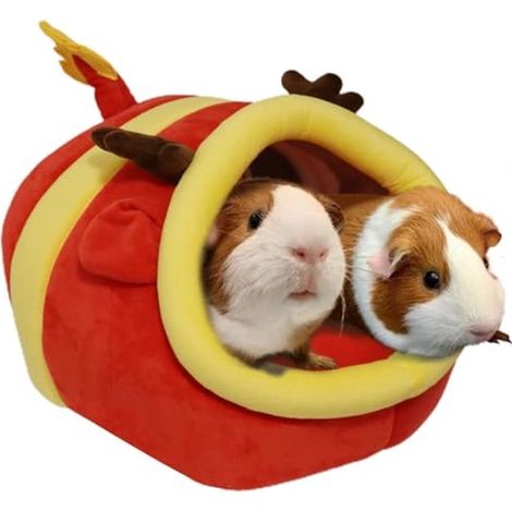 Maison pour cochon d'Inde - Maison pour cochon d'Inde Dragon Rouge XL - Grande grotte en peluche avec oreiller amovible - Cachette chaude pour cochon d'Inde, furet, hérisson et lapin - 20 x 30 x 27 cm (1/5)