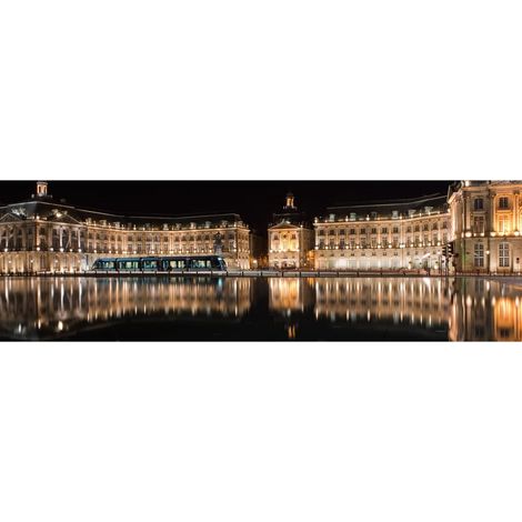 Tableau sur toile place de Bordeaux 30x97 cm - Impression sur Toile Murale Décorative - Image imprimée en HD sur Toile - Toile sur Châssis en Bois FSC - Fabriqué en France (1/4)
