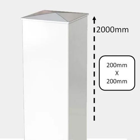 Pilier de portail PVC à sceller remplissage béton H 200 x L 20 cm blanc