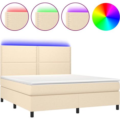 Maison Exclusive - Boxspringbett mit Matratze & LED Creme 180x200
