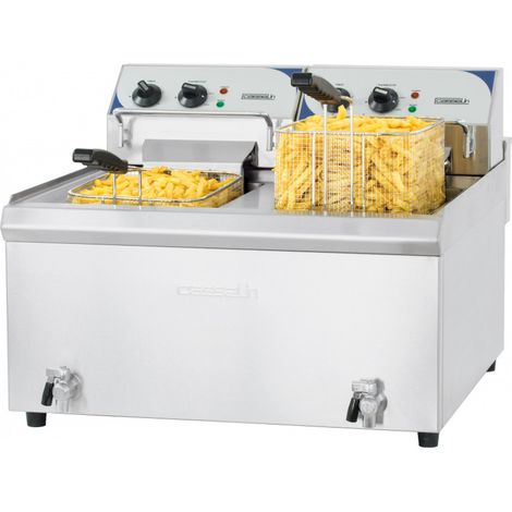 Friteuse électrique Avec Vanne De Vidange 2 X 10 Litres Haut Rendement - Casselin